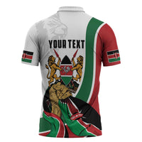 Personalized Kenya Jamhuri Day Zipper Polo Shirt Lion With Coat Of Arms - Wonder Print Shop