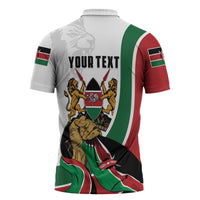 Personalized Kenya Jamhuri Day Zipper Polo Shirt Lion With Coat Of Arms - Wonder Print Shop