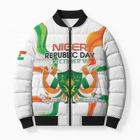 Personalized Niger Republic Day Bomber Puffer Jacket Coat Of Arms With Flag - Wonder Print Shop