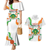 Personalized Niger Republic Day Couples Matching Mermaid Dress and Hawaiian Shirt Coat Of Arms With Flag - Wonder Print Shop