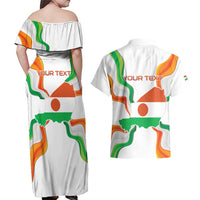 Personalized Niger Republic Day Couples Matching Off Shoulder Maxi Dress and Hawaiian Shirt Coat Of Arms With Flag - Wonder Print Shop