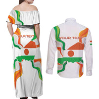 Personalized Niger Republic Day Couples Matching Off Shoulder Maxi Dress and Long Sleeve Button Shirt Coat Of Arms With Flag - Wonder Print Shop