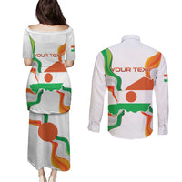 Personalized Niger Republic Day Couples Matching Puletasi and Long Sleeve Button Shirt Coat Of Arms With Flag - Wonder Print Shop