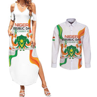 Personalized Niger Republic Day Couples Matching Summer Maxi Dress and Long Sleeve Button Shirt Coat Of Arms With Flag - Wonder Print Shop