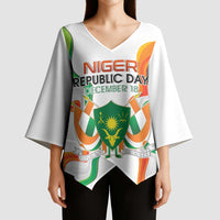 Personalized Niger Republic Day Kimono Sleeve Blouse Coat Of Arms With Flag - Wonder Print Shop