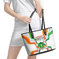 Niger Republic Day Leather Tote Bag Coat Of Arms With Flag - Wonder Print Shop