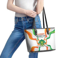 Niger Republic Day Leather Tote Bag Coat Of Arms With Flag - Wonder Print Shop