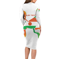 Personalized Niger Republic Day Long Sleeve Bodycon Dress Coat Of Arms With Flag - Wonder Print Shop