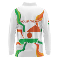 Personalized Niger Republic Day Long Sleeve Polo Shirt Coat Of Arms With Flag - Wonder Print Shop