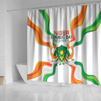 Niger Republic Day Shower Curtain Coat Of Arms With Flag - Wonder Print Shop