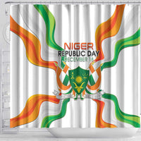 Niger Republic Day Shower Curtain Coat Of Arms With Flag - Wonder Print Shop