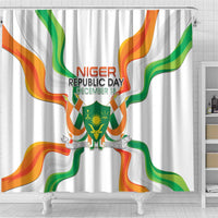 Niger Republic Day Shower Curtain Coat Of Arms With Flag - Wonder Print Shop