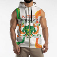 Personalized Niger Republic Day Sleeveless Zip Hoodie Coat Of Arms With Flag - Wonder Print Shop