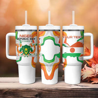 Personalized Niger Republic Day Tumbler With Handle Coat Of Arms With Flag - Wonder Print Shop