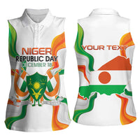 Personalized Niger Republic Day Women Sleeveless Polo Shirt Coat Of Arms With Flag - Wonder Print Shop