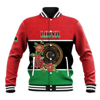 Personalized Libya Independence Day Baseball Jacket Pomegranate Blossom With Libyan Seal - Wonder Print Shop