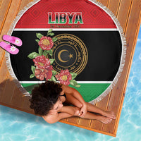 Libya Independence Day Beach Blanket Pomegranate Blossom With Libyan Seal - Wonder Print Shop