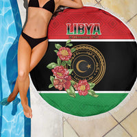 Libya Independence Day Beach Blanket Pomegranate Blossom With Libyan Seal - Wonder Print Shop
