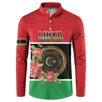 Personalized Libya Independence Day Button Sweatshirt Pomegranate Blossom With Libyan Seal - Wonder Print Shop