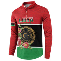 Personalized Libya Independence Day Button Sweatshirt Pomegranate Blossom With Libyan Seal - Wonder Print Shop