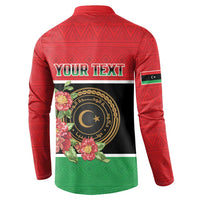 Personalized Libya Independence Day Button Sweatshirt Pomegranate Blossom With Libyan Seal - Wonder Print Shop