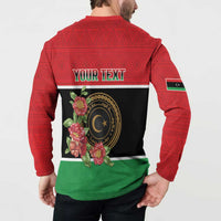 Personalized Libya Independence Day Button Sweatshirt Pomegranate Blossom With Libyan Seal - Wonder Print Shop