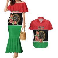 Personalized Libya Independence Day Couples Matching Mermaid Dress and Hawaiian Shirt Pomegranate Blossom With Libyan Seal - Wonder Print Shop