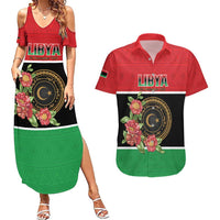 Personalized Libya Independence Day Couples Matching Summer Maxi Dress and Hawaiian Shirt Pomegranate Blossom With Libyan Seal - Wonder Print Shop