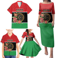 Personalized Libya Independence Day Family Matching Puletasi and Hawaiian Shirt Pomegranate Blossom With Libyan Seal - Wonder Print Shop