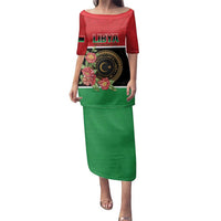 Personalized Libya Independence Day Family Matching Puletasi and Hawaiian Shirt Pomegranate Blossom With Libyan Seal - Wonder Print Shop