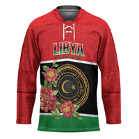 Personalized Libya Independence Day Hockey Jersey Pomegranate Blossom With Libyan Seal - Wonder Print Shop
