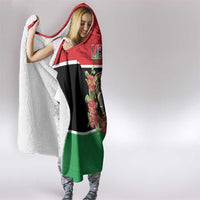 Libya Independence Day Hooded Blanket Pomegranate Blossom With Libyan Seal - Wonder Print Shop