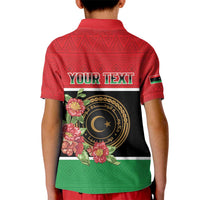 Personalized Libya Independence Day Kid Polo Shirt Pomegranate Blossom With Libyan Seal - Wonder Print Shop