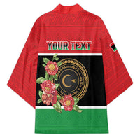 Personalized Libya Independence Day Kimono Pomegranate Blossom With Libyan Seal - Wonder Print Shop