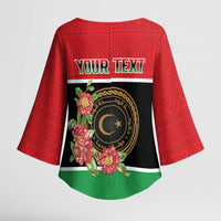 Personalized Libya Independence Day Kimono Sleeve Blouse Pomegranate Blossom With Libyan Seal - Wonder Print Shop