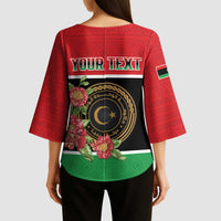Personalized Libya Independence Day Kimono Sleeve Blouse Pomegranate Blossom With Libyan Seal - Wonder Print Shop