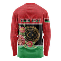 Personalized Libya Independence Day Long Sleeve Shirt Pomegranate Blossom With Libyan Seal - Wonder Print Shop