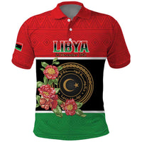 Personalized Libya Independence Day Polo Shirt Pomegranate Blossom With Libyan Seal - Wonder Print Shop