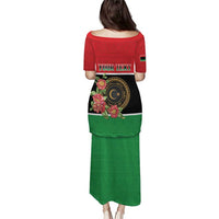 Personalized Libya Independence Day Puletasi Pomegranate Blossom With Libyan Seal - Wonder Print Shop