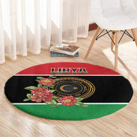 Libya Independence Day Round Carpet Pomegranate Blossom With Libyan Seal - Wonder Print Shop