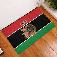 Libya Independence Day Rubber Doormat Pomegranate Blossom With Libyan Seal - Wonder Print Shop