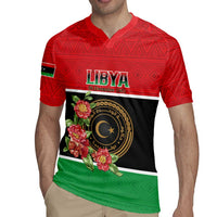Personalized Libya Independence Day Rugby Jersey Pomegranate Blossom With Libyan Seal - Wonder Print Shop