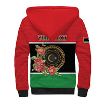 Personalized Libya Independence Day Sherpa Hoodie Pomegranate Blossom With Libyan Seal - Wonder Print Shop