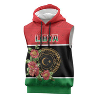 Personalized Libya Independence Day Sleeveless Hoodie Pomegranate Blossom With Libyan Seal - Wonder Print Shop