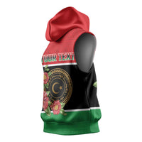 Personalized Libya Independence Day Sleeveless Hoodie Pomegranate Blossom With Libyan Seal - Wonder Print Shop