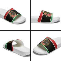 Libya Independence Day Slide Sandals Pomegranate Blossom With Libyan Seal - Wonder Print Shop