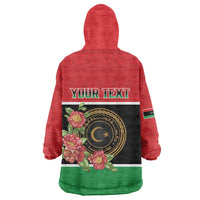Personalized Libya Independence Day Wearable Blanket Hoodie Pomegranate Blossom With Libyan Seal - Wonder Print Shop