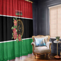 Libya Independence Day Window Curtain Pomegranate Blossom With Libyan Seal - Wonder Print Shop