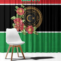 Libya Independence Day Window Curtain Pomegranate Blossom With Libyan Seal - Wonder Print Shop