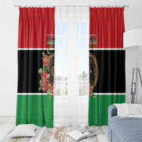 Libya Independence Day Window Curtain Pomegranate Blossom With Libyan Seal - Wonder Print Shop